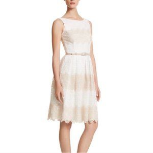 WHBM Striped Lace Fit & Flare Dress